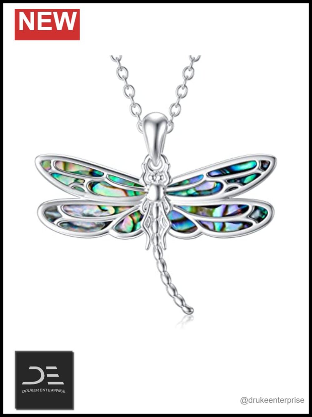 PELOVNY Dragonfly Necklace for Women 925 Sterling Silver Abalone Shell/Opal